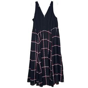 Torrid Midi Chiffon Skater Dress Sleeveless Black Red Plaid Size 14 1 NWT
